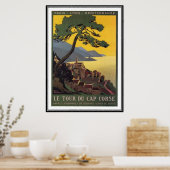 Vintage reisweg Corsica - Poster (Keuken)