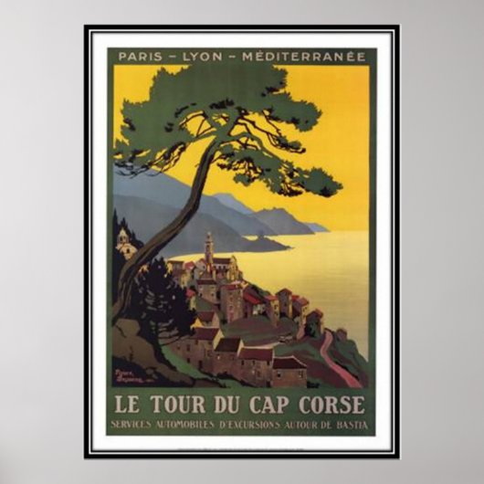 Vintage reisweg Corsica - Poster (Voorkant)