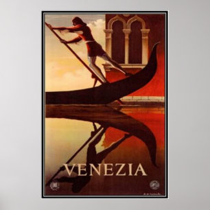 Vintage reisweg Italië, Venetië - Poster