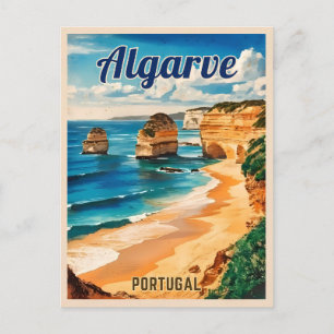 Vintage Reizen Algarve Portugal Kustkust Briefkaart