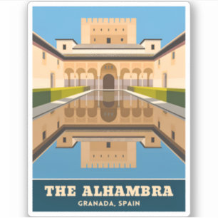 Vintage Reizen Alhambra Granada Spanje Retro Schil Sticker