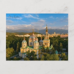 Vintage reizen Almaty Kazachstan stad vakantie Briefkaart