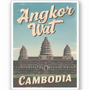 Vintage reizen Angkor Wat Cambodia Retro Schildera Sticker