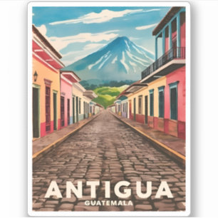 Vintage Reizen Antigua Guatemala Retro Schilderach Sticker