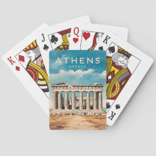 Vintage reizen Athene Griekenland Parthenon Retro Pokerkaarten