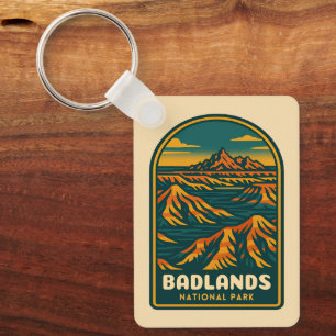 Vintage Reizen Badlands Nationaal Park Retro Schil Sleutelhanger
