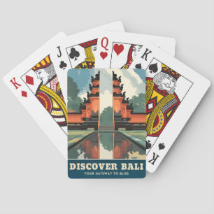 Vintage Reizen Bali Indonesië Tempelpoort Retro Pokerkaarten