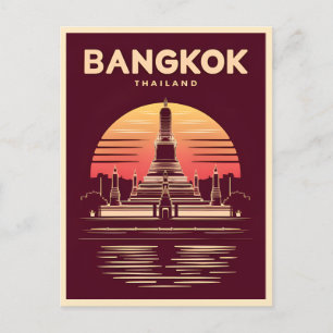 Vintage Reizen Bangkok Thailand Retro Graphic Briefkaart