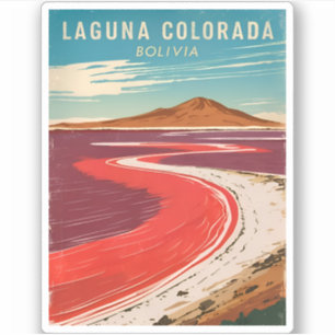 Vintage Reizen Bolivia Laguna Colorada Landschap Sticker