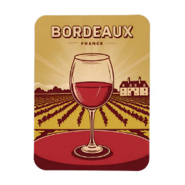 Vintage reizen Bordeaux Frankrijk wijngaard landsc Magneet