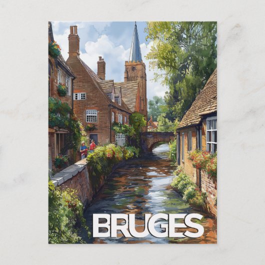 Vintage reizen Brugge Briefkaart (Voorkant)
