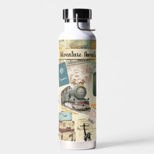 Vintage Reizen Collage Waterfles