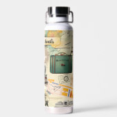 Vintage Reizen Collage Waterfles (Achterkant)