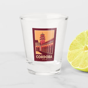 Vintage Reizen Cordoba Spanje Retro Schilderachtig Shot Glas