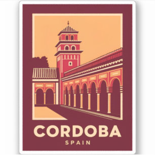 Vintage Reizen Cordoba Spanje Retro Schilderachtig Sticker