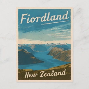 Vintage Reizen Fiordland Nieuw-Zeeland Retro Schil Briefkaart