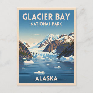 Vintage Reizen Glacier Bay Nationaal Park Alaska Briefkaart