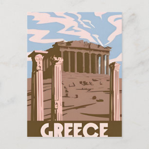 Vintage reizen Griekenland Santorini Athene Kreta Briefkaart