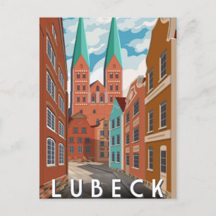 Vintage reizen Holstengate Lubeck Duitsland duits Briefkaart