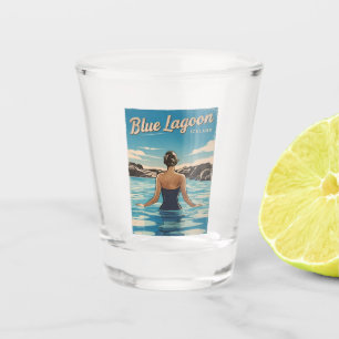 Vintage reizen IJsland Blue Lagoon Retro Schildera Shot Glas