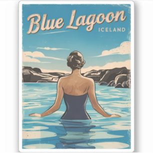 Vintage reizen IJsland Blue Lagoon Retro Schildera Sticker