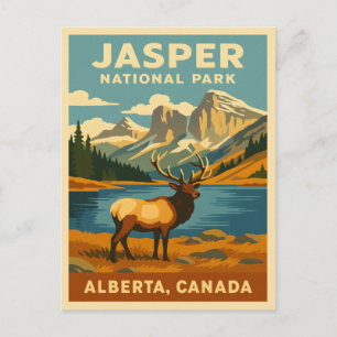 Vintage Reizen Jasper Nationaal Park Retro Graphic Briefkaart
