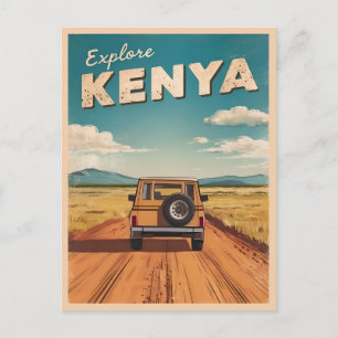 Vintage reizen Kenia Afrika Landschap Retro Schild Briefkaart