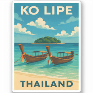 Vintage Reizen Ko Lipe Island Thailand Seaside Sticker