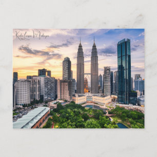 Vintage reizen Kuala Lumpur Maleisië Skyscraper Briefkaart