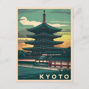 Vintage Reizen Kyoto Japan Retro Graphic Briefkaart