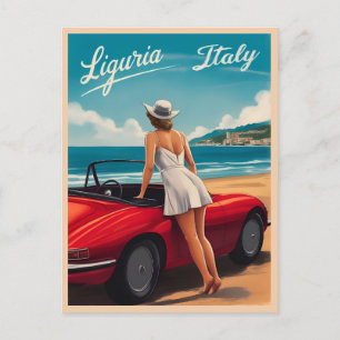 Vintage Reizen Ligurië Italië Aan zee Retro Schild Briefkaart