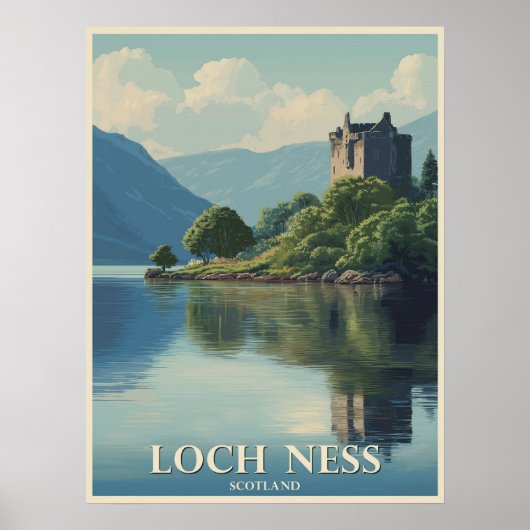 Vintage Reizen Loch Ness Schotland Poster (Voorkant)