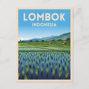 Vintage Reizen Lombok Indonesië Retro Schilderacht Briefkaart