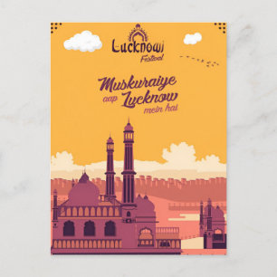 Vintage reizen Lucknow India Vakantie retro Briefkaart