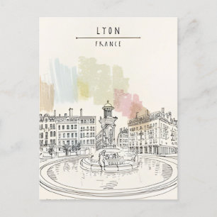 vintage reizen Lyon Frankrijk toerisme retro Briefkaart