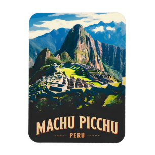 Vintage Reizen Machu Picchu Peru Retro Landschap Magneet