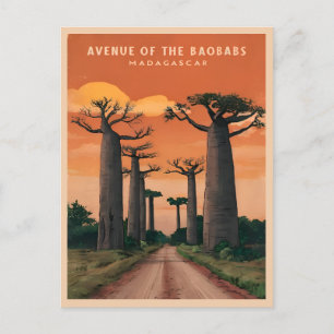 Vintage reizen Madagaskar baobab bomen landschap Briefkaart