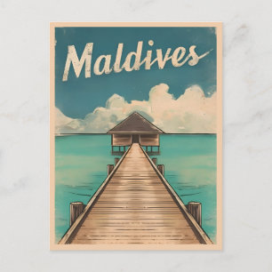 Vintage reizen Malediven Island Retro Schilderacht Briefkaart