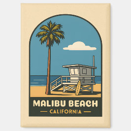 Vintage Reizen Malibu Beach Californië Kust Retro Magneet