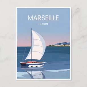 vintage reizen Marseille Frankrijk retro toerisme Briefkaart