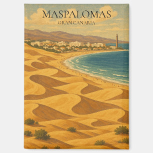 Vintage Reizen Maspalomas, Gran Canaria Duinen Magneet