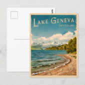 Vintage Reizen Meer van Genève Zwitserland Retro Briefkaart (Voorkant / Achterkant)