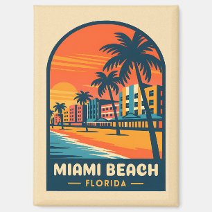 Vintage Reizen Miami Beach Florida Sunset Seaside Magneet