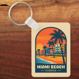 Vintage Reizen Miami Beach Florida Sunset Seaside Sleutelhanger