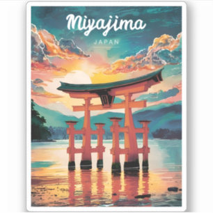 Vintage reizen Miyajima eiland Japan Retro Sunset Sticker