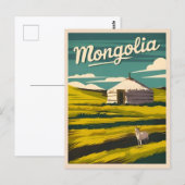 Vintage reizen Mongolië Yurt Retro Graphic Briefkaart (Voorkant / Achterkant)