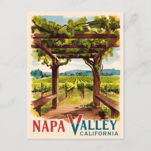 Vintage reizen Napa Valley Californië wijngaard Briefkaart
