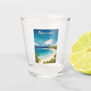 Vintage Reizen Nassau Bahamas Beach Retro Schilder Shot Glas
