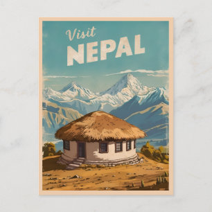 Vintage reizen Nepal Himalaya Retro Schilderachtig Briefkaart
