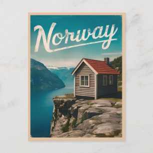 Vintage reizen Noorwegen Fjord Retro Schilderachti Briefkaart